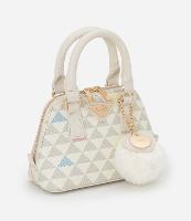 Bolsa Transversal Pequena com Alça de Mão e Chaveiro Pompom - 1