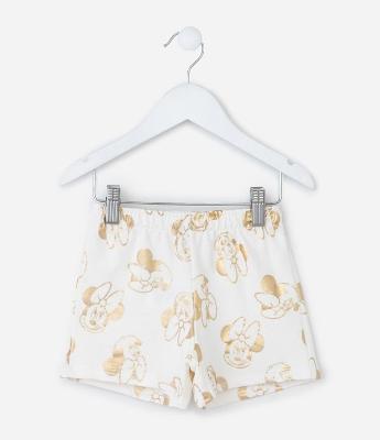 Short Infantil Runner com Estampa Minnie - Tam 1 a 6 Anos
