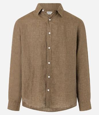 Camisa Comfort em Linho Puro com Gola Colarinho