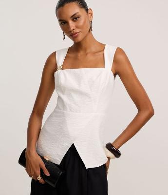 Blusa Peplum em Viscose com Aviamento na Alça e Transpasse