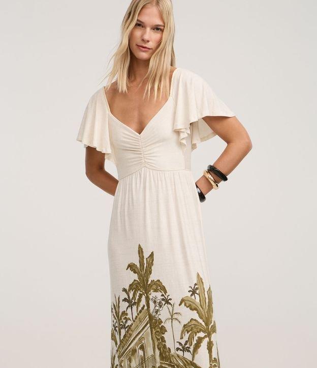 Vestido Longo com Manga Godê e Estampa Ouro Preto - 2