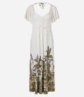 Vestido Longo com Manga Gogê e Estampa Ouro Preto - 1