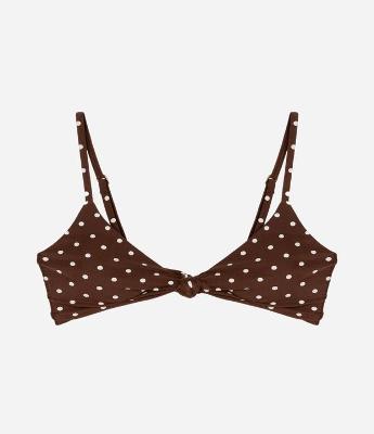 Biquíni Top Triângulo Fixo em Microfibra Poá com Nózinho