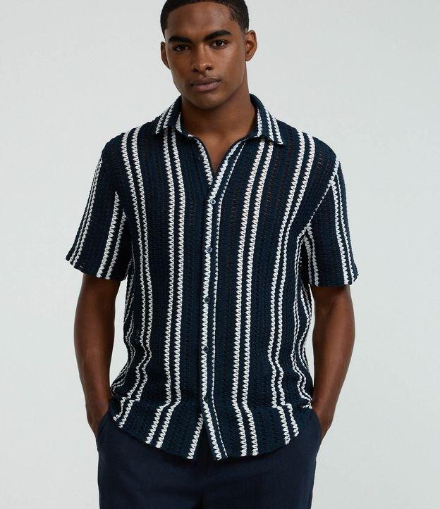Camisa em Tricô com Estampa de Listras e Texturizadas - 1