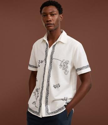 Camisa Comfort em Algodão com Bordado Floral