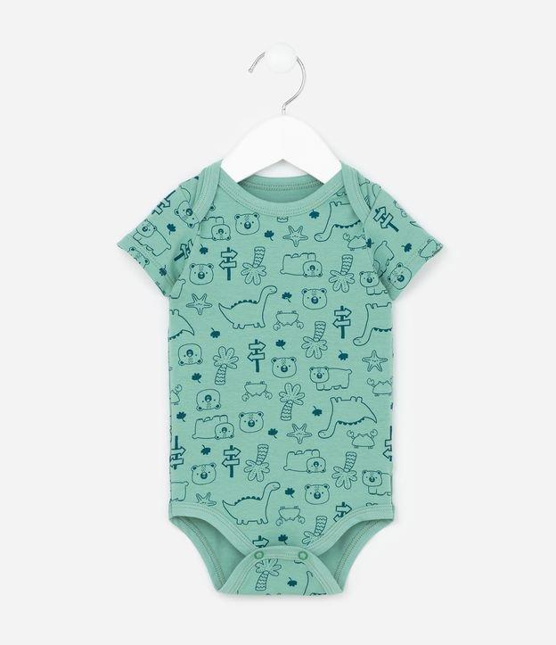 Body Infantil com Estampa de Urso e Dino - Tam 0 a 18 Meses - 1