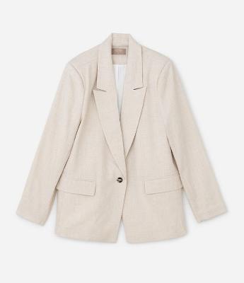 Blazer Regular em Viscolinho com Botão Único e Forro Listrado Curve & Plus Size