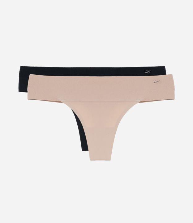 Kit 02 Calcinhas Biquíni Fio em Microfibra com Cós Largo - 1