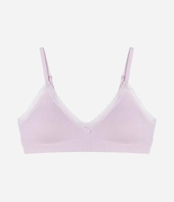 Sutiã Top Seamless Texturizado com Rendinha