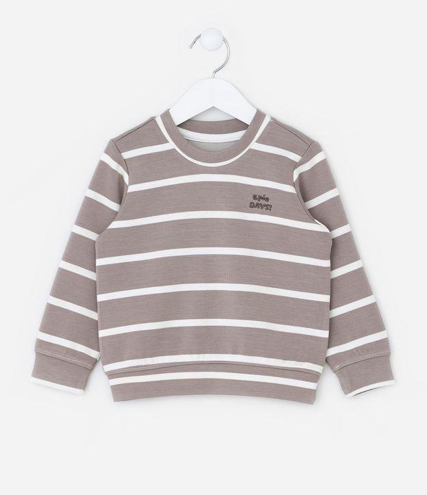 Blusão Infantil com Estampa de Listras Fio Tinto e Bordado - Tam 1 a 6 Anos - 1