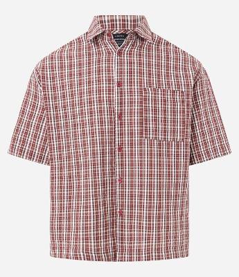 Camisa Oversized em Tricoline com Estampa Xadrez