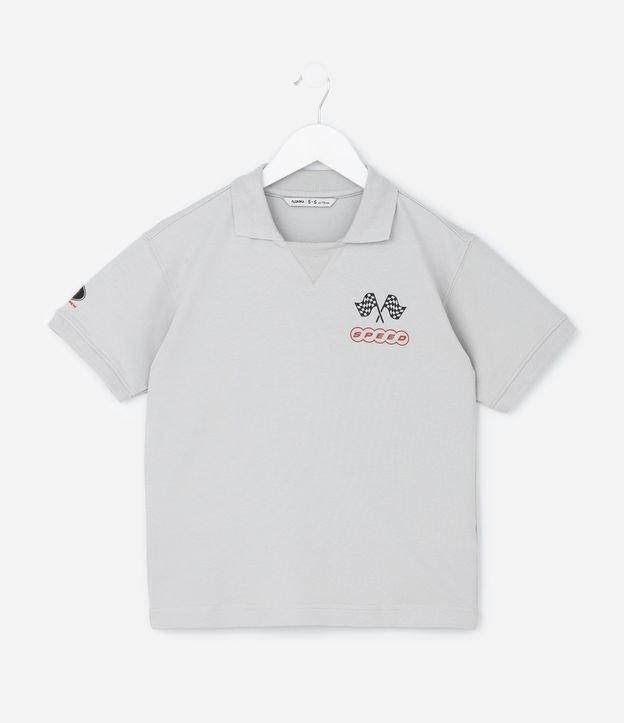 Camiseta Polo Infantil em Moletom com Estampa de Automobilismo - Tam 5 a 14 Anos - 1
