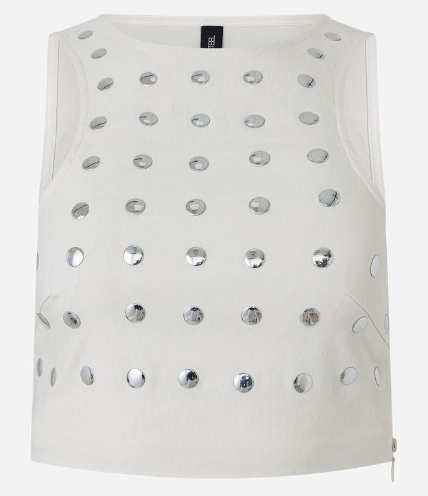 Blusa Cropped em Bengaline com Tachas Metalizadas - 1