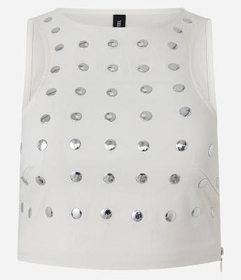 Blusa Cropped em Bengaline com Tachas Metalizadas