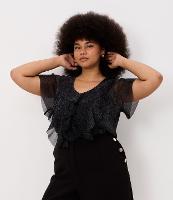 Blusa em Malha Metalizada e com Babados Curve & Plus Size - 1