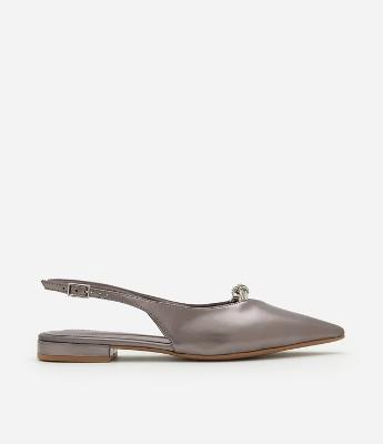 Sapatilha Slingback com Nó de Strass