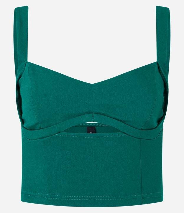 Blusa Cropped em Bengaline com Decote Coração - 1