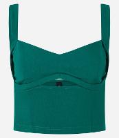 Blusa Cropped em Bengaline com Decote Coração - 1