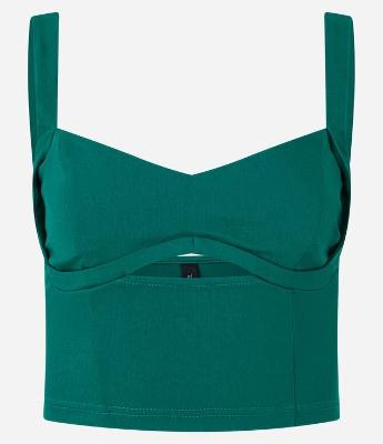 Blusa Cropped em Bengaline com Decote Coração