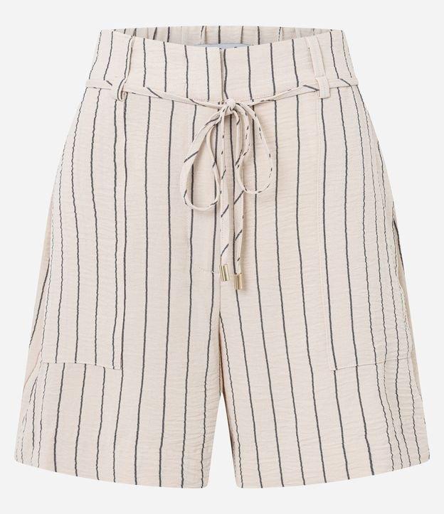 Short Reto Cintura Alta em Airflow com Listras de Fio Tinto - 1