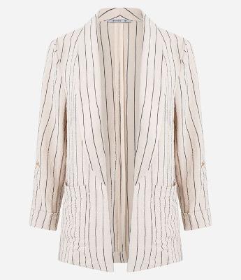 Blazer em Airflow com Listras Verticais de Fio Tinto