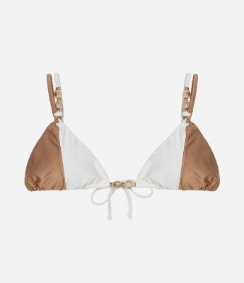 Biquíni Top Cortininha em Microfibra com Bloco De Cor