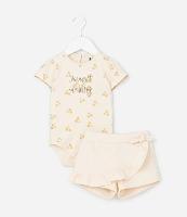 Conjunto Infantil com Estampa de Cerejas Sweet Baby Paetês - Tam 0 a 18 Meses - 1