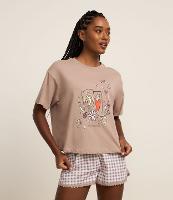 Pijama Short Doll em Algodão com Estampa Mística e Short Xadrez Vichy - 1