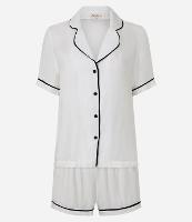 Pijama Short Doll Americano em Cetim de Viscose com Viés Contrastante - 1