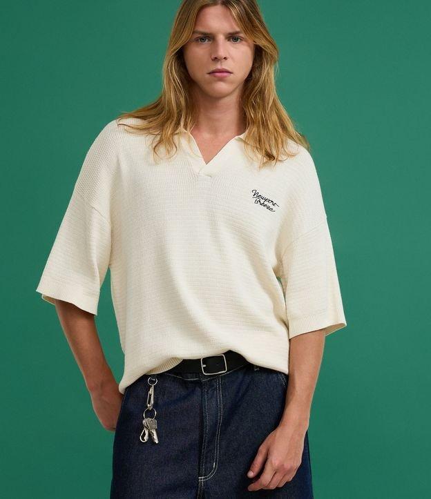 Camisa Polo Oversized em Tricô com Estampa Lettering Newport Breeze - 1