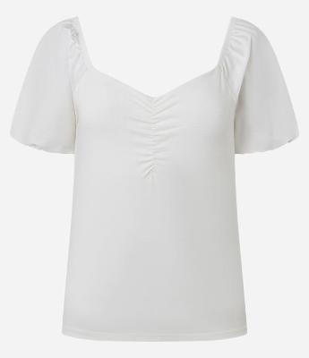 Blusa em Tricoline com Franzidinho no Busto