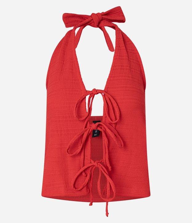 Blusa Frente Única com Amarrações e  Texturizada - 1