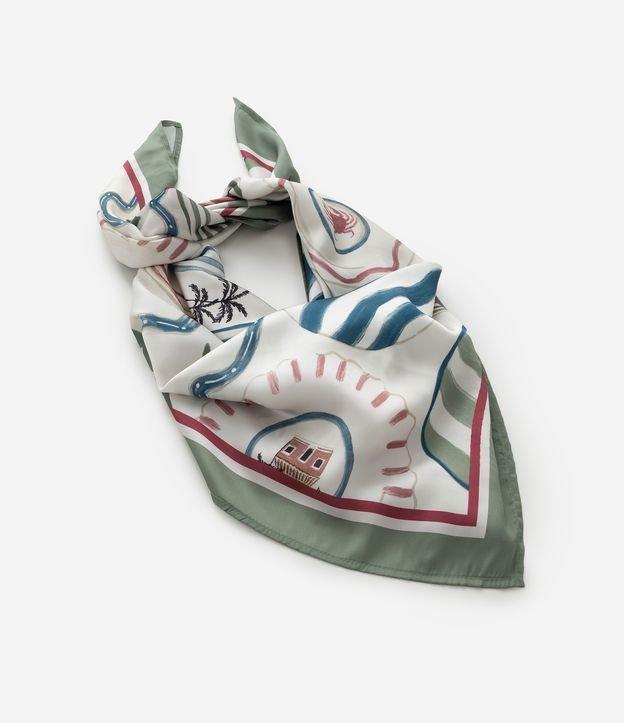 Lenço em Cetim com Estampa Tropical Brasilidades - 1