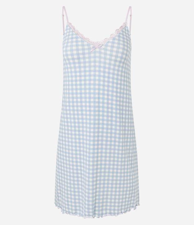 Camisola em Viscolycra com Alcinha e Estampa Xadrez Vichy - 1