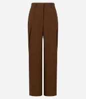 Calça Reta em Cupro com Passantes e Sobreposição Lateral - 1