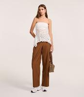 Calça Reta em Cupro com Passantes e Sobreposição Lateral - 2