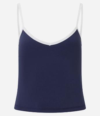 Blusa em Microfibra com Alças Finas e Viés Contrastantes