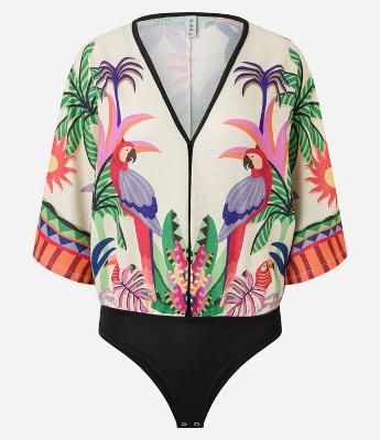 Body com Fio Metalizado e Estampa Arara