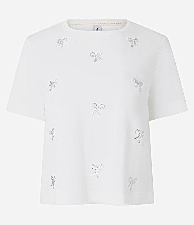 Camiseta T-shirt em Algodão com Laços em Aplicação de Hotfix - 1