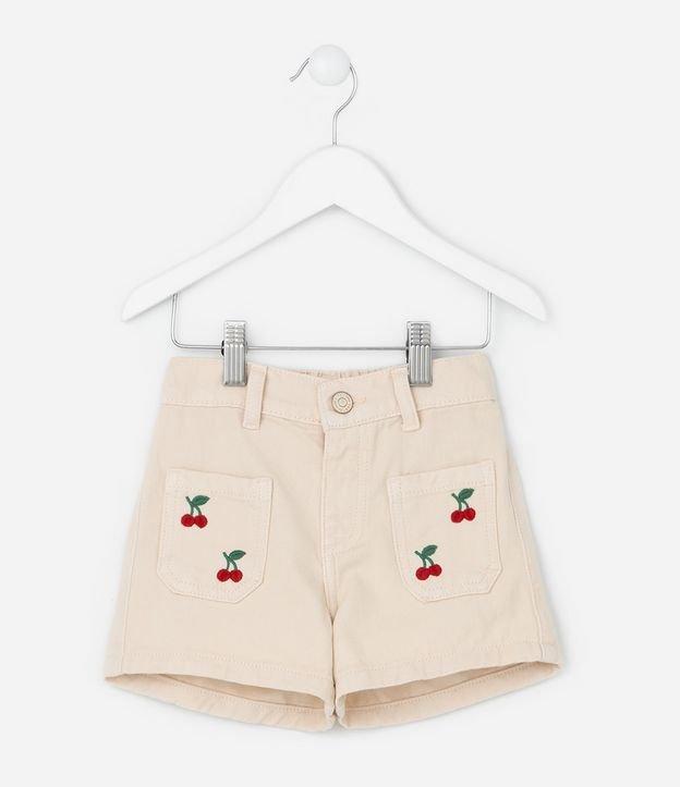 Short Infantil em Sarja com Estampa de Cerejas - Tam1 a 6 Anos - 1