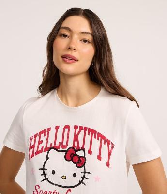 Camiseta em Algodão com Estampa Hello Kitty