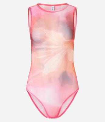 Body em Tule com Estampa Abstrata