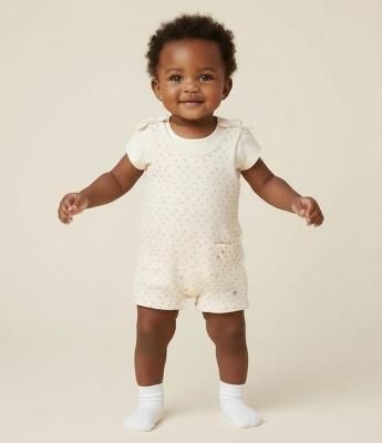 Conjunto Infantil em Cotton com Estampa de Flores - Tam 0 a 18 Meses