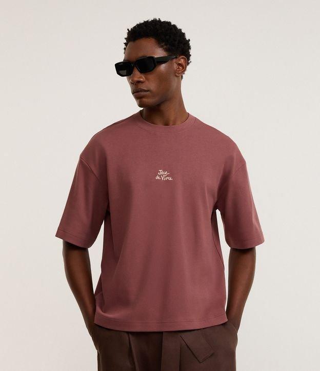 Camiseta Boxy em Algodão com Estampa Lettering - 1