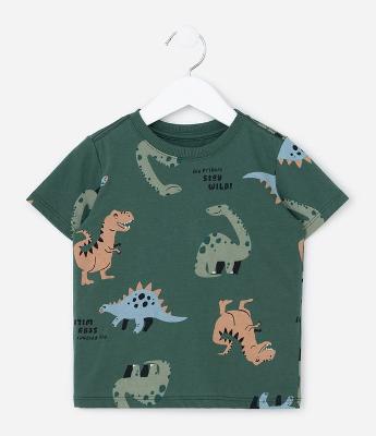 Camiseta Infantil com Estampa de Dinos - Tam 1 a 6 Anos