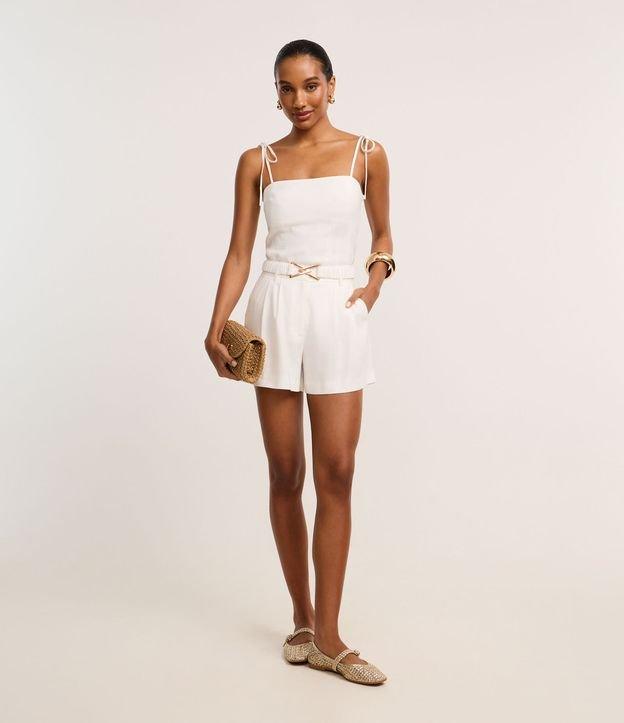 Short Alfaiatado Cintura Alta em Crepe com Cinto Elástico - 1