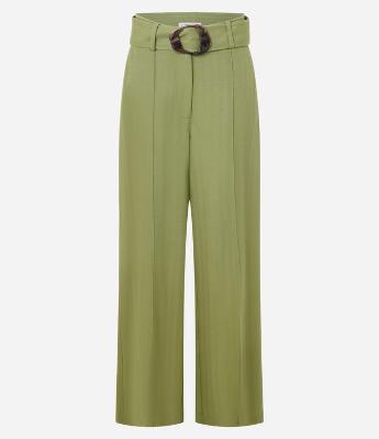 Calça Pantalona em Orly com Cinto Largo com Fivela Diferenciada