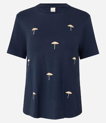 Blusa Slim em Viscolycra com Bordado de Guarda Sol