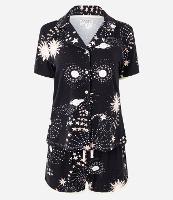 Pijama Short Doll Americano em Viscolycra com Estampa de Estrelas - 1
