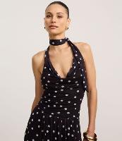 Blusa Frente Única em Tule com Lenço e Estampa Poá - 1